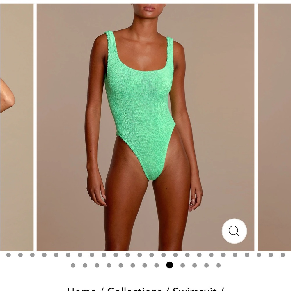 Hunza G lime green crinkle swim suit
